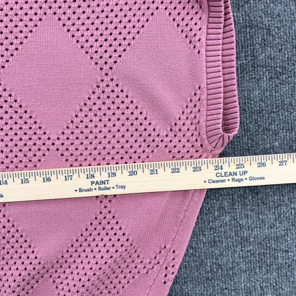Wilson Golf Sweater Vest Women Large Pink Argyle Pointelle Retro Vintage Preppy - Picture 9 of 12